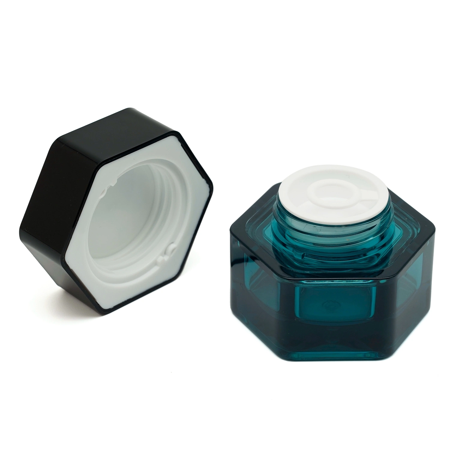 Pot hexagonal en PETG en plastique pour les soins de la peau, crème cosmétique