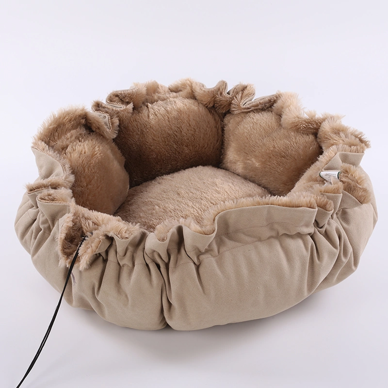 2 Way Use Luxury Pet Beds Dog Baskets with Sherpa Round