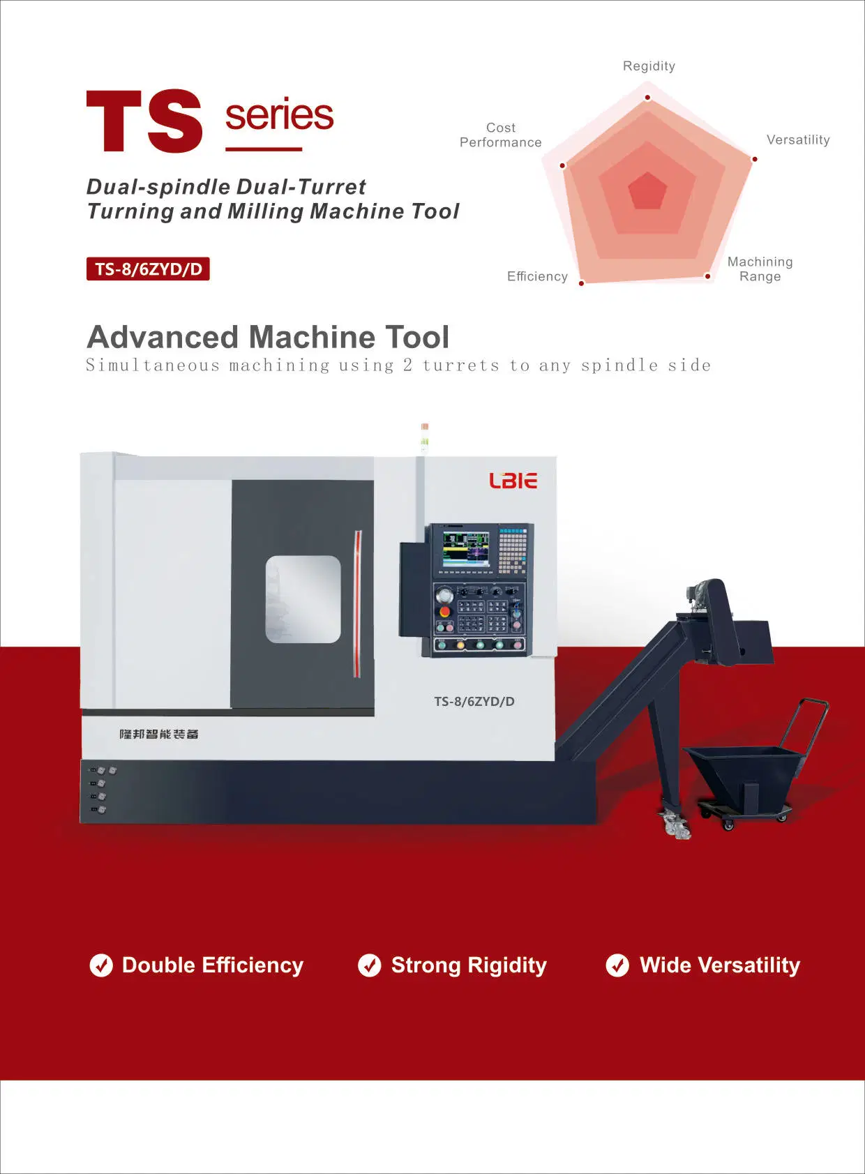 Ts-8/6zyd/D High Rigidity Dual-Spindle Dual-Turret Metal Processing Machine Tool Equipment