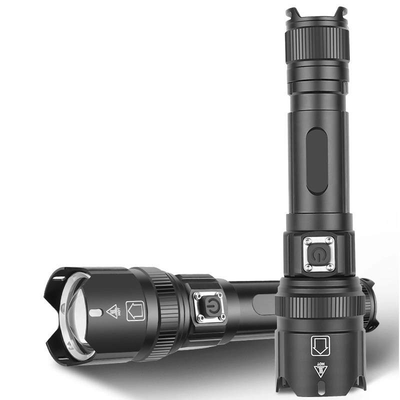 Linterna LED Xhp99 potente, lámpara de luz, linterna recargable por USB para viajes al aire libre y caza.