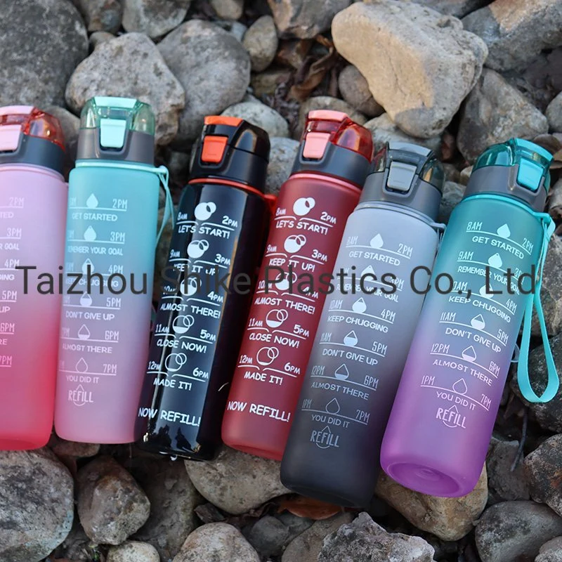 1000ml Motivational Tritan Water Bottle with Time Stamp Marker - Hourly Hydration Measurement with Leakproof Lid