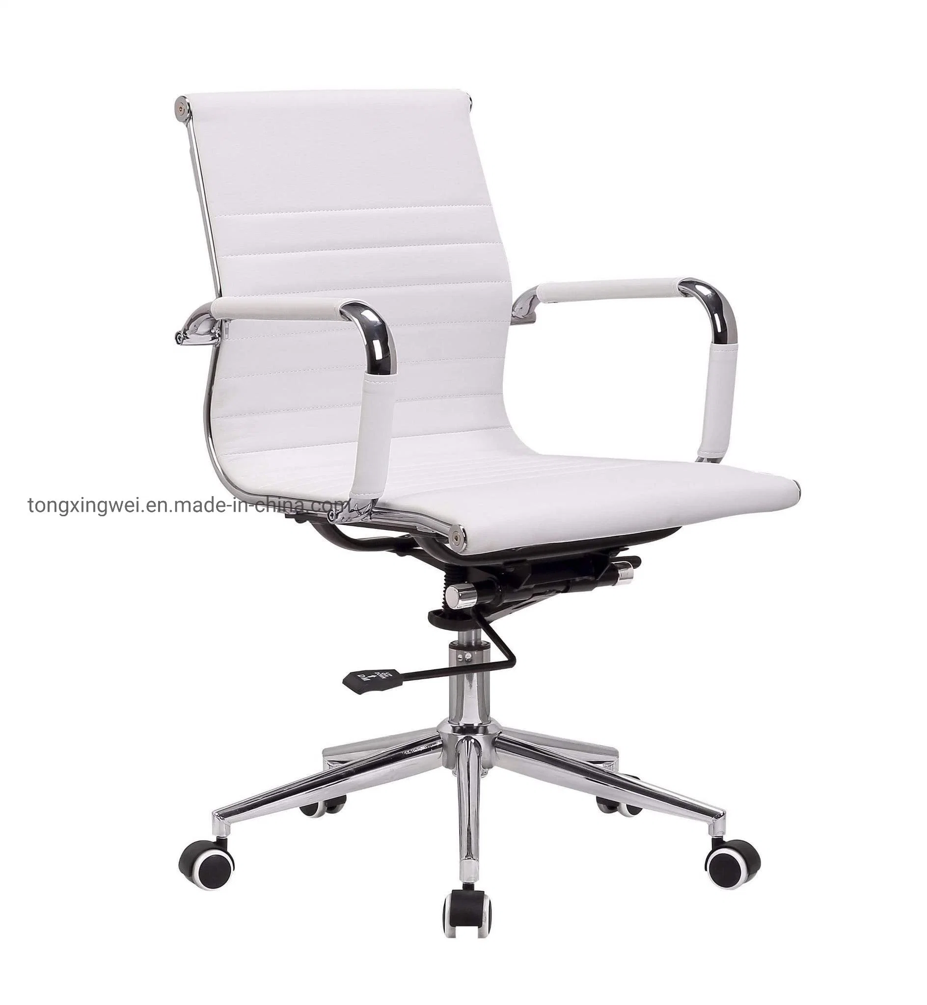 Modern MID-Back Ribbed Upholstered Conference Office Chair White