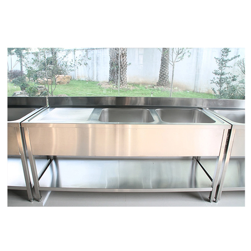 Commercial Restaurant Hotel Stainless Steel Kitchen Sink Wash Basin with Bowl and Working Workbench Suit for Kitchen Equipment