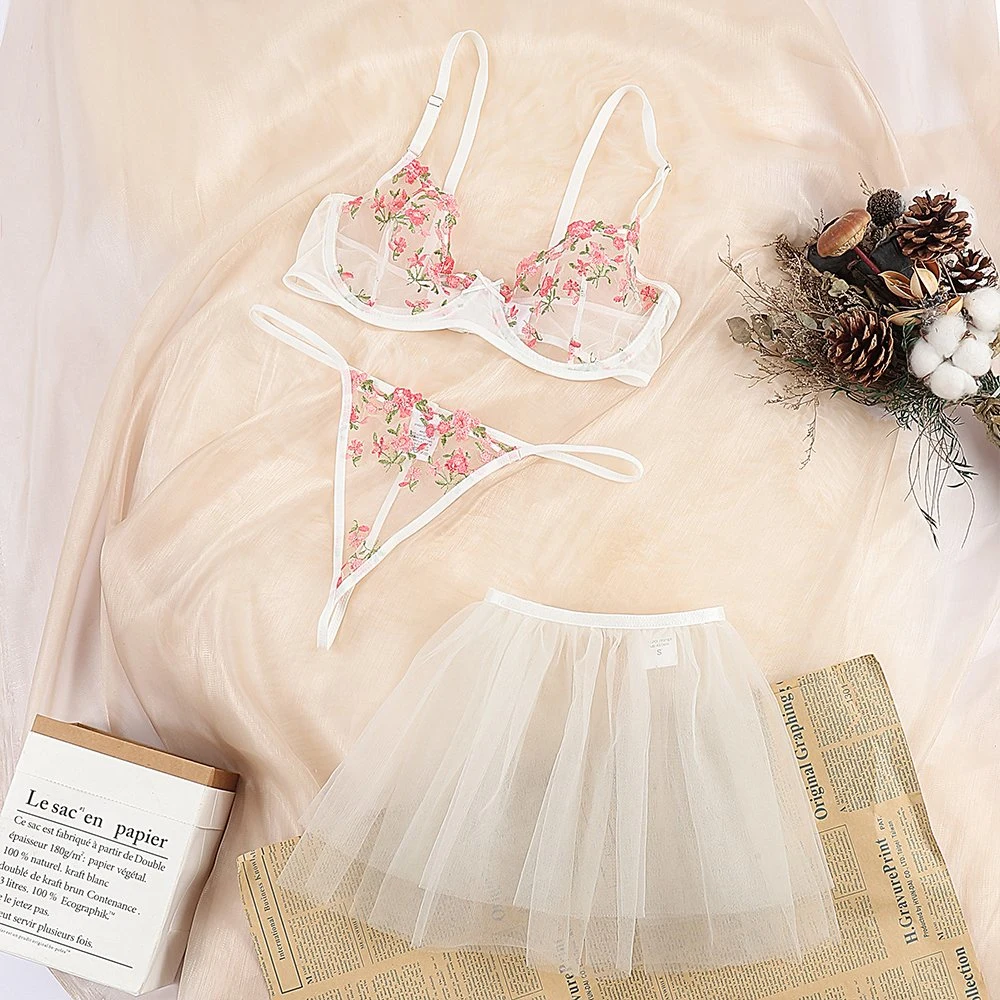 3 Piece Transparent Bra Slip Dress Lingerie Bra Panty Set Womens Sexy Lingerie Underwear Costume Erotic Lingerie Sexy Women