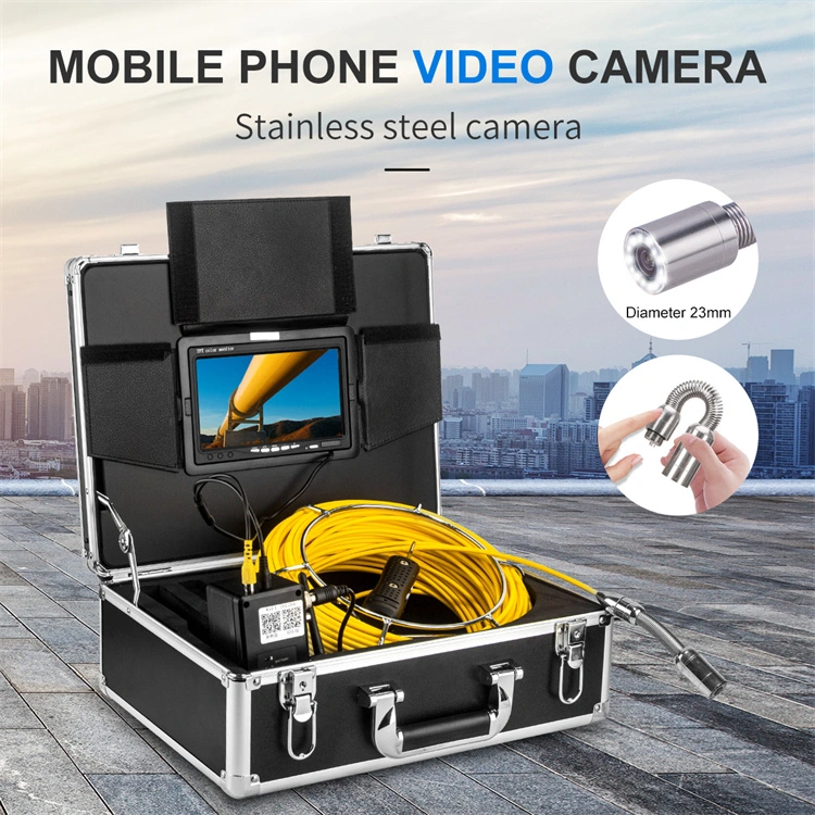 Pipe Inspection Camera 20-200m 9inch Monitor Sewer Camera with DVR 8GB Card Drain Industrial Endoscope with 9mm Cable