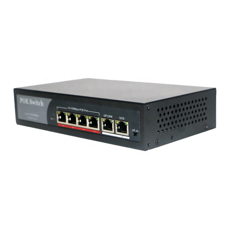 CCTV NVR Poe Switch 4 puertos 10/100m y Gigabit no administrados 48V Ethernet conmutador de fibra