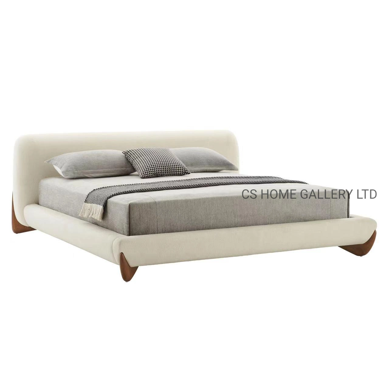 Cama tapizada con cabecero de tela para muebles de hogar personalizados, estilo moderno, tamaño king size