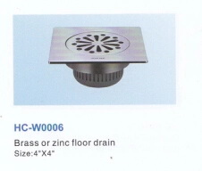 Brass O Zinc Alloy Floor Drain 4"X4"