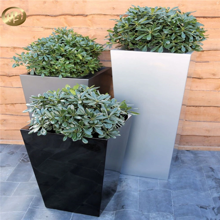 Factory Direct Sale Modern Outdoor Rectangular Metal Flower Pot Garden Decoration Planter Flower