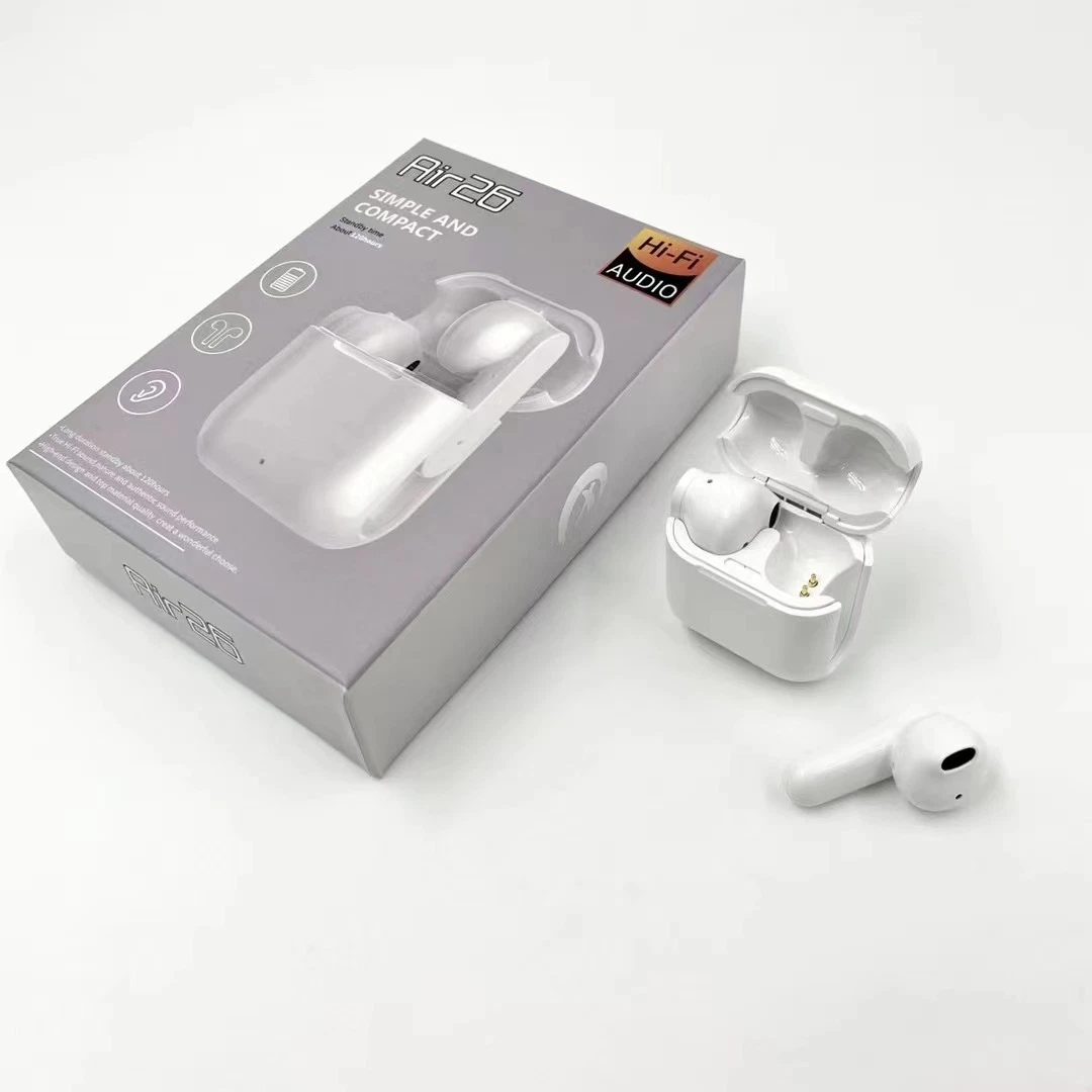 Producto nuevo teléfono móvil auriculares con micrófono inalámbrico emparejamiento automático Venta caliente tapones tapones Tws Air26