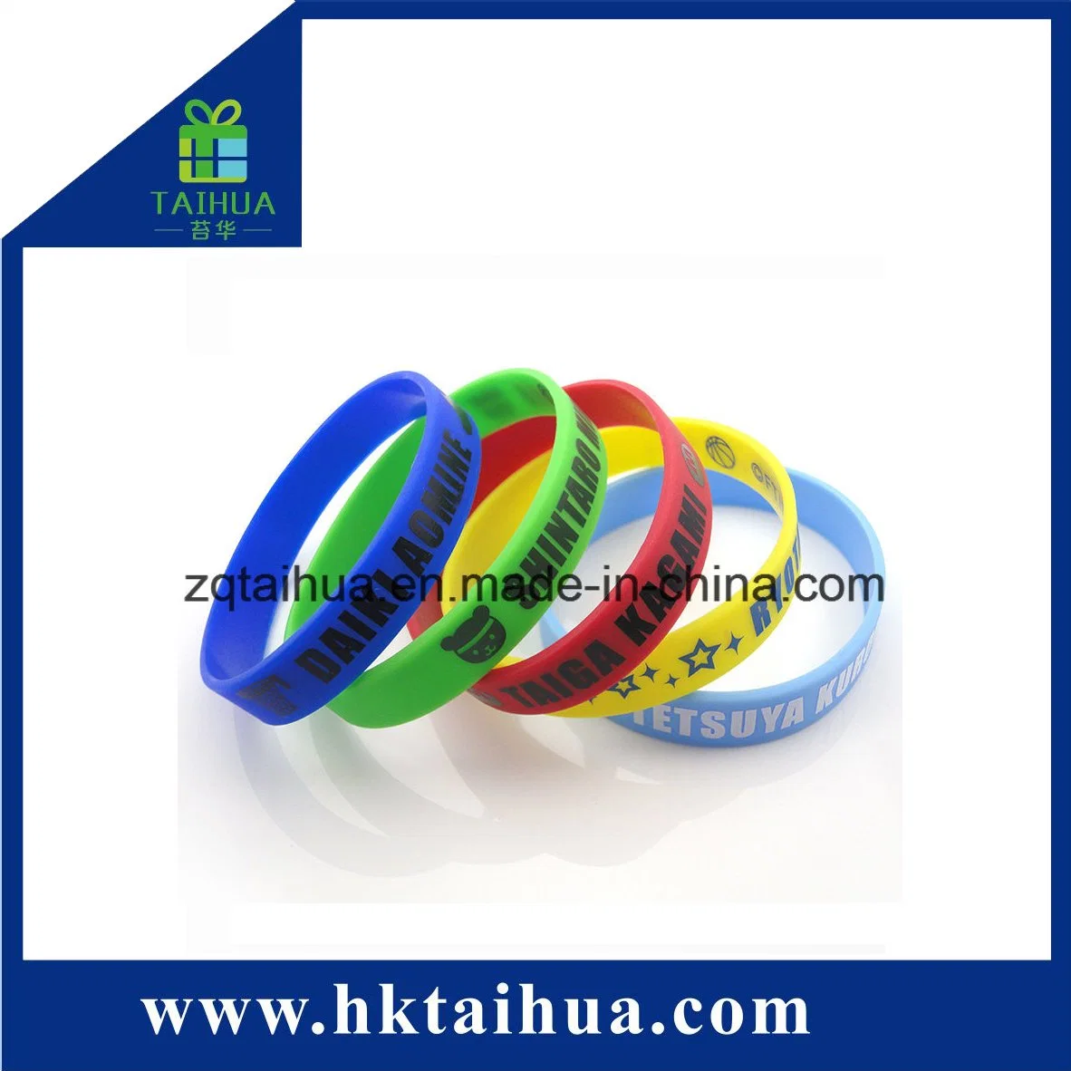 1/4 Inch Thin Silicone Bracelet Wristband with Custom Logo for Promotion