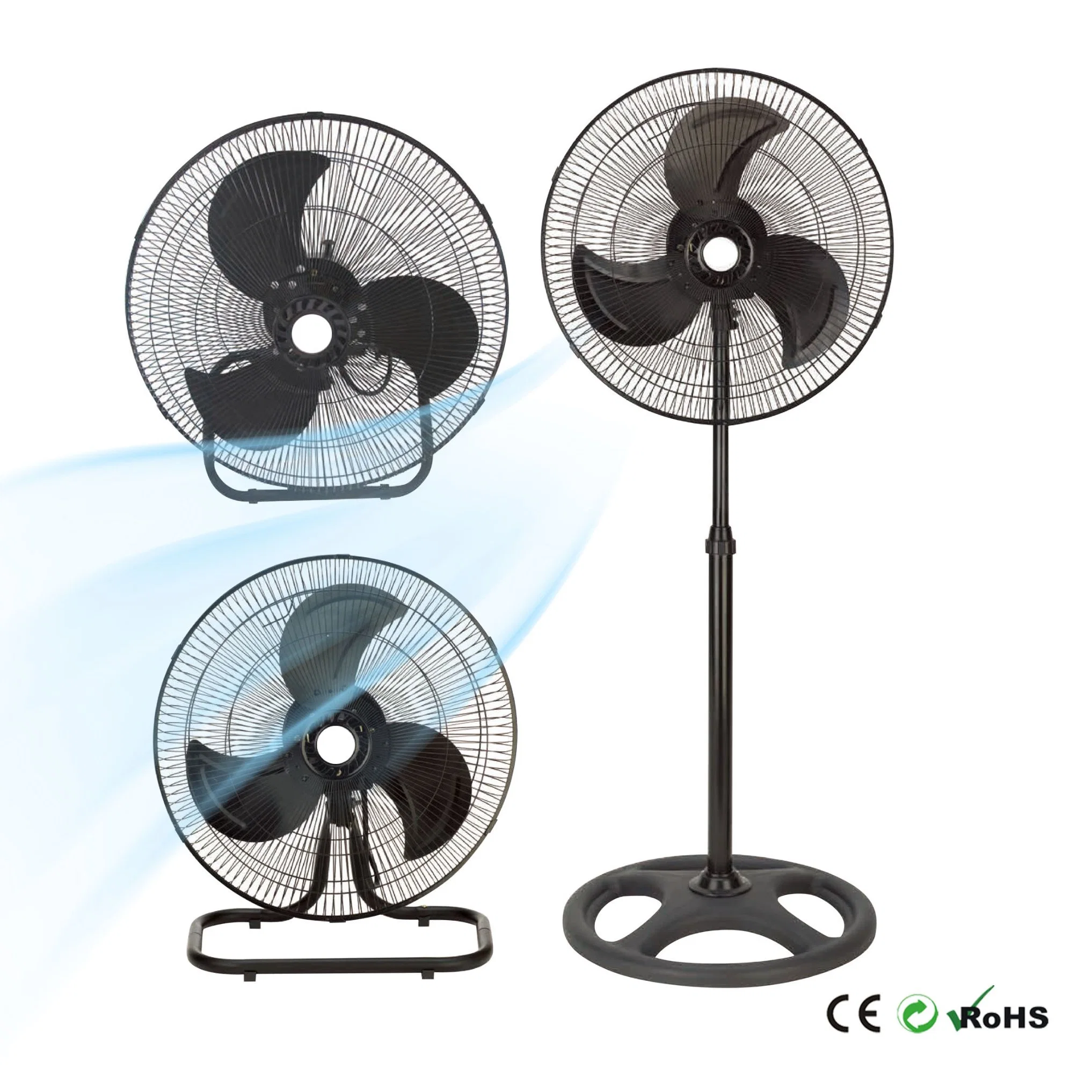 Ventilateur sur pied à oscillation à 360 degrés avec moteur silencieux de 18 pouces, ventilateur 3 en 1.