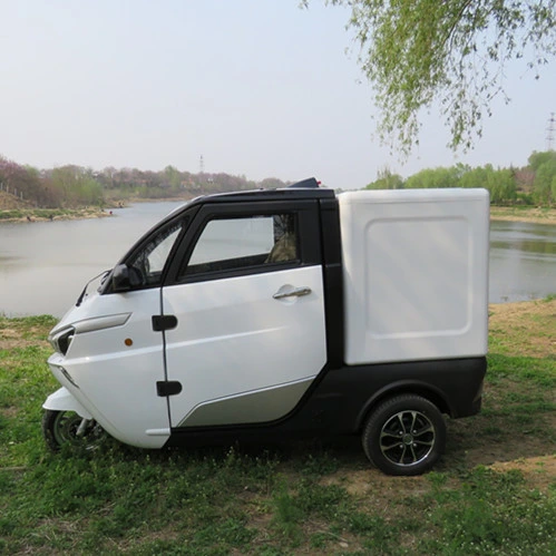 Bateria de lítio aprovada pela CEE entrega elétrica de ciclomotor de três rodas Veículo de carga com cabina fechada para entrega rápida de alimentos