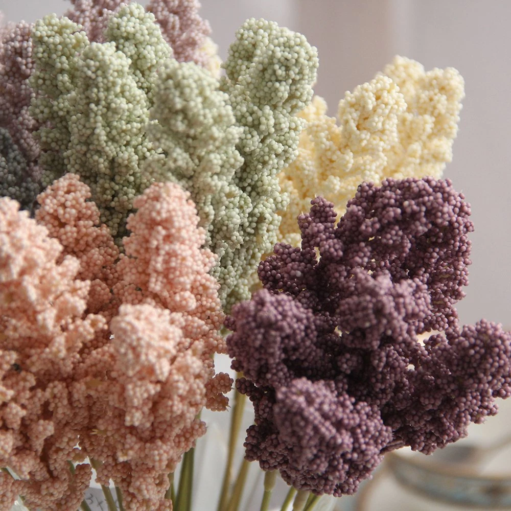 Ready to Ship 6-Head Ear of Wheat Hand Knitted Flowers Spring and Summer Silk Flower Bouquet Vase Flower Silk Flowers Wedding Decoration