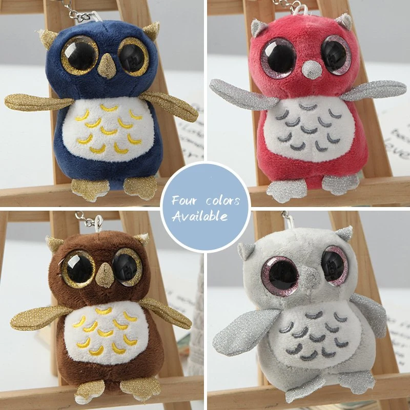 Owl Big Eyes Glitter Soft Plush Keychain Stuffed Animal Gift Children Toys