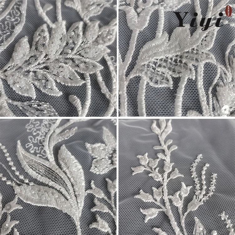 Factory OEM/ODM Wholesale/Supplier 3D Beads/Pearls/Sequins Shiny Design Embroidery Lace Fabric