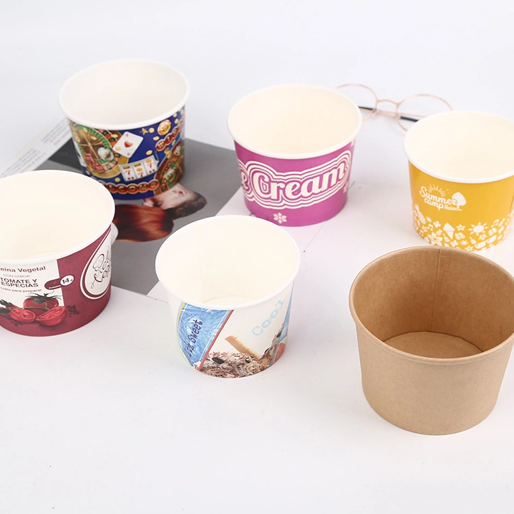 Papel Kraft personalizada de la copa de helado y tapa de la comida rápida taza de sopa de envases desechables de la copa de helado