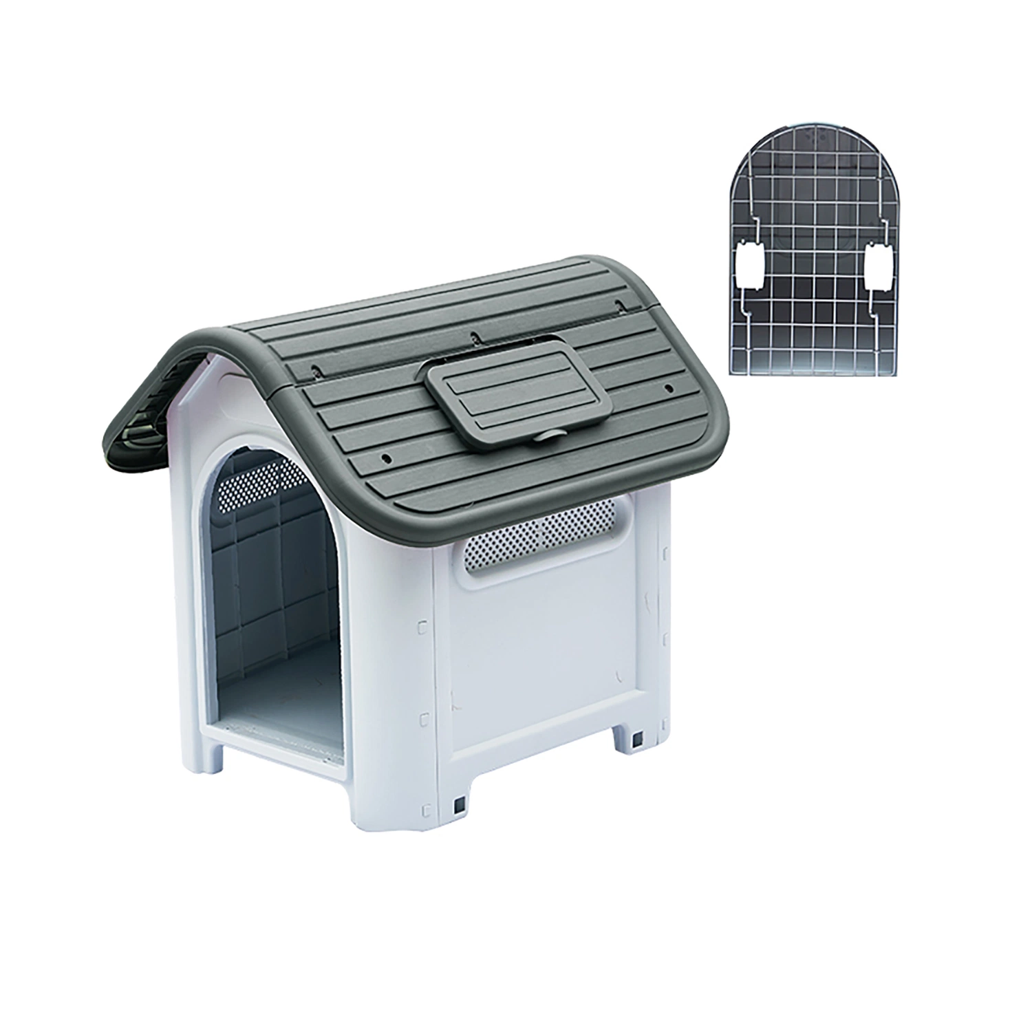 Disponibilidad de lujo para todas las estaciones Weatherproof plástico perro Kennel desmontable Insulated transpirable No tóxico Casa para perros al aire libre/interior para jardín trasero