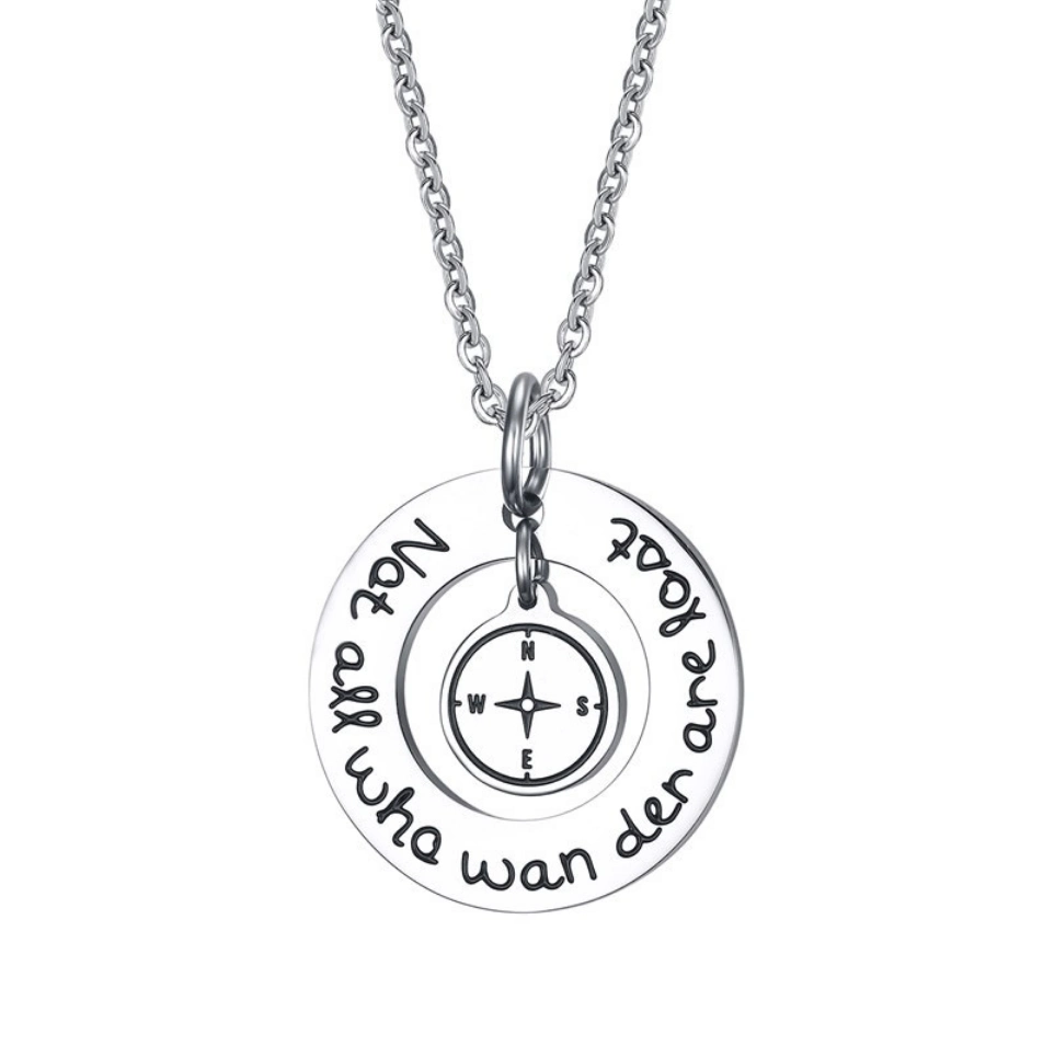 New Fashion Jewelry Wholesale 25mm Stainless Steel Compass Tag Fashion Pendant