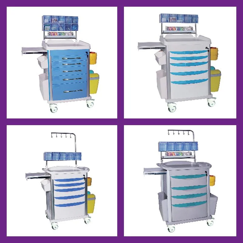 Hospital Used Nurse Trolley Drawer Medical Cart for Sale