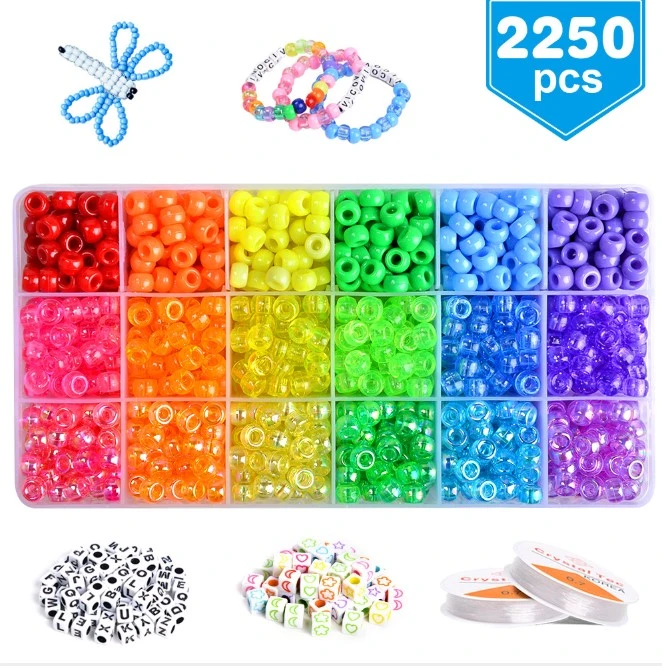 كريستال جلاس Beads 3640 PCS Kit ملون الشعر قوس قزح مجموعة من الخرز لصناعة المجوهرات بتعليمات التنفيذ الذاتي وزجاج براسيليت للصداقة البدر