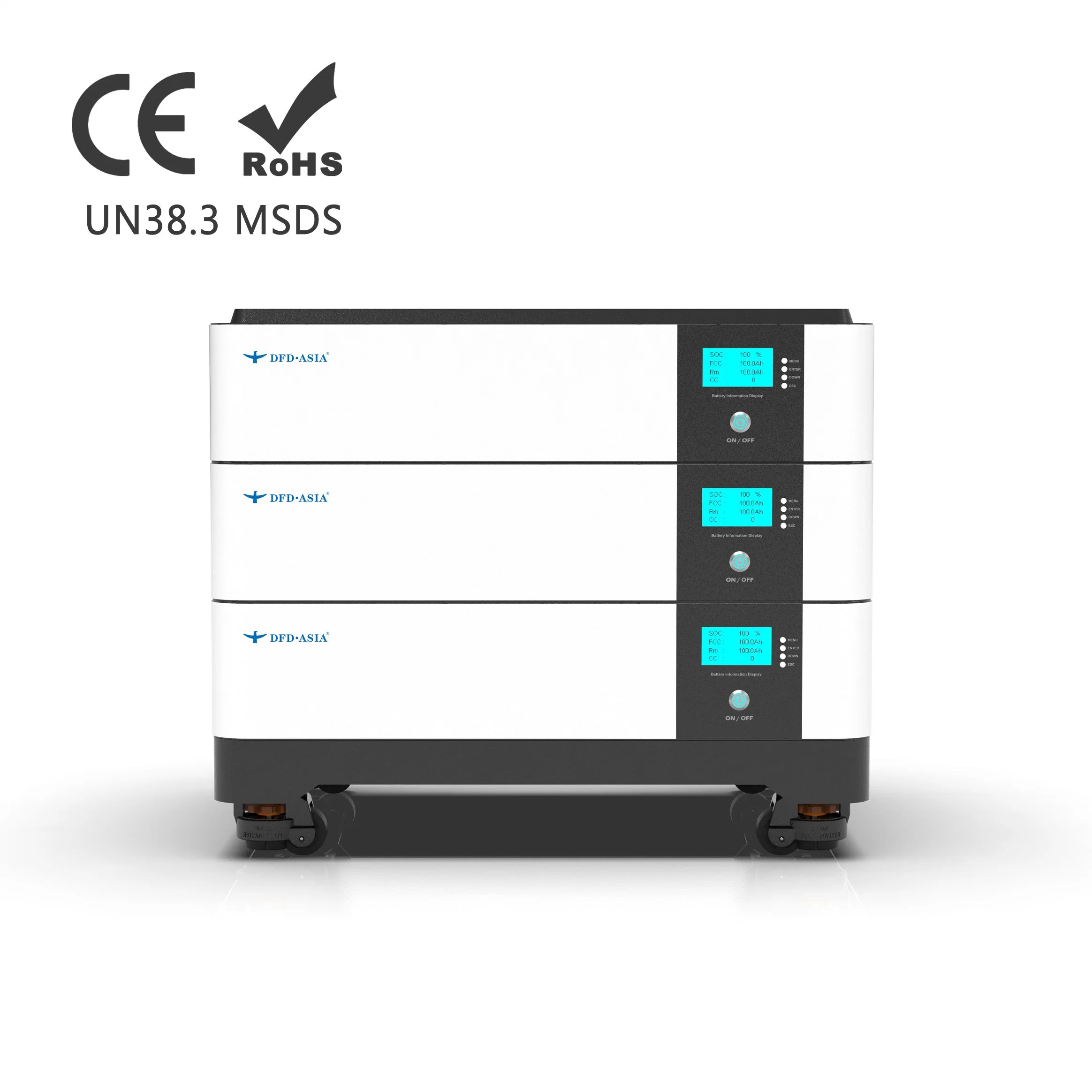 51,2V y 7 kw de Dfd 14kwh LiFePO4 de la batería del Inversor híbrido solar ciclos de alimentación de 6000 apilable de pared de la batería del sistema de almacenamiento de energía