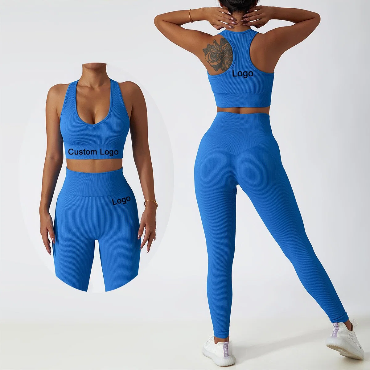 Alta Qualidade as mulheres sem conjunto de Yoga Workout Activewear Ginásio Fitness Desgaste de Manga Longa Crop Top Bra cintura elevada Perneiras Desgaste de desporto