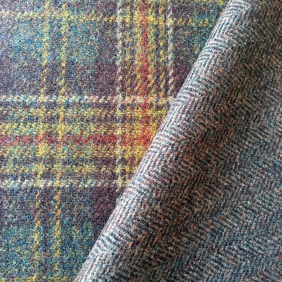 Pure 100% Wool Coarse Fabric, Britain Woolen Tweed Houndstooth Fabric, UK Style Coat Fabric 300GSM