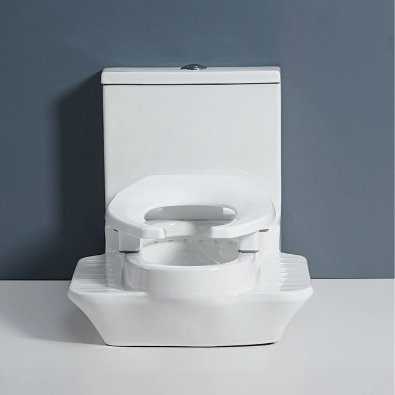 New Two Functions Squatting Pan Toilet with Platform Water Tank with Shallow Bathroom Sinks Faucet Ceramic Squat Pan