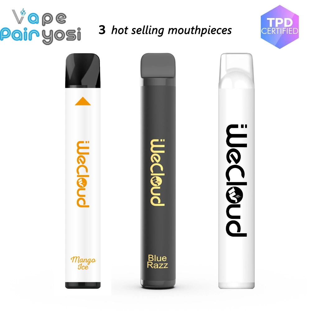 Europe Meilleure Cigarette Électronique Tpd OEM Logo Prix de Gros Personnalisé 2% Nicotine Gratuite 2ml Narguilé Chicha Vide 600 800 Bouffées Vaporisateur Stylo Jetable Vape