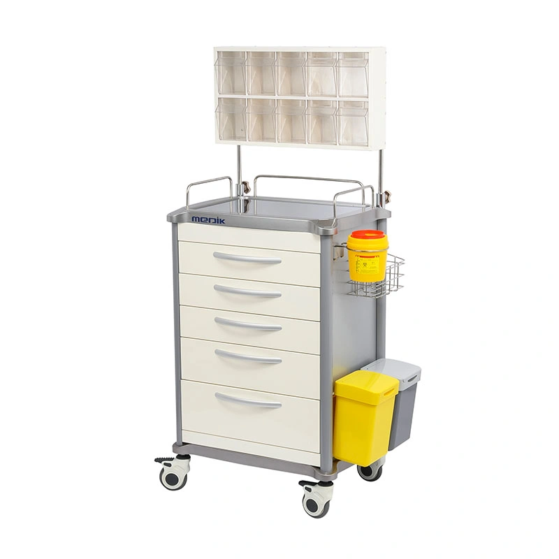 Mk-C06 Hospital Mobile Medical Lockable Metal Anesthesia Crash Trolley