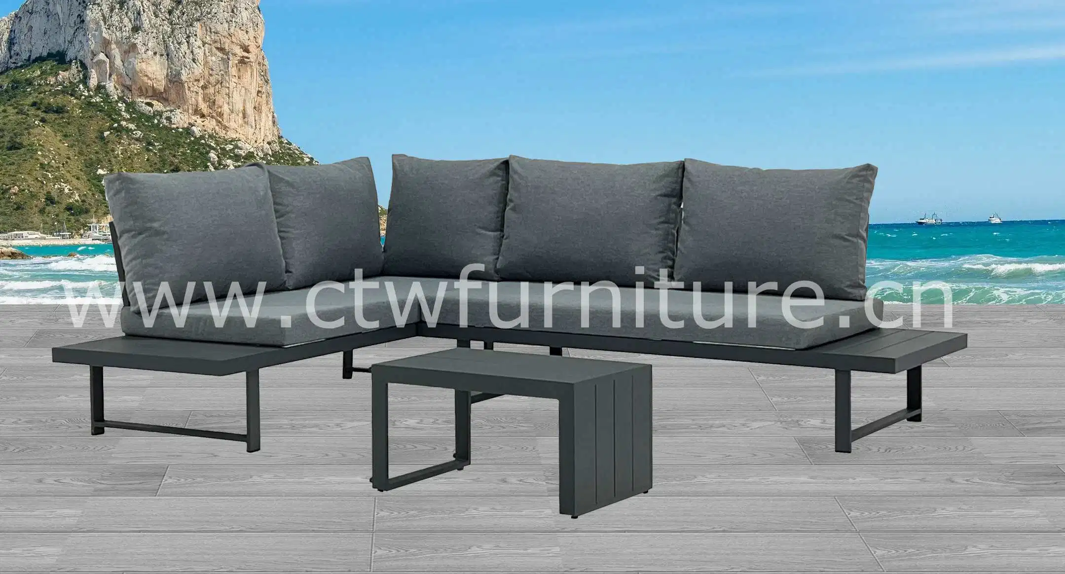 Outdoor Garten Sofa-Set Metall Aluminium Lounge-Set Terrassenmöbel