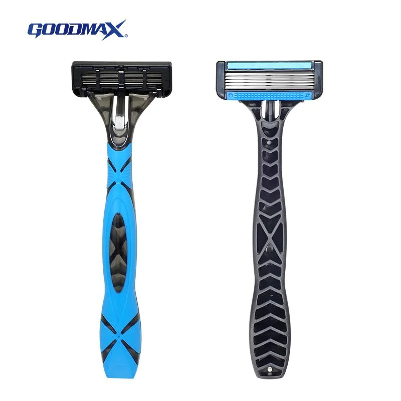 Five Blade Disposable Razor with Plastic and Rubber Handle