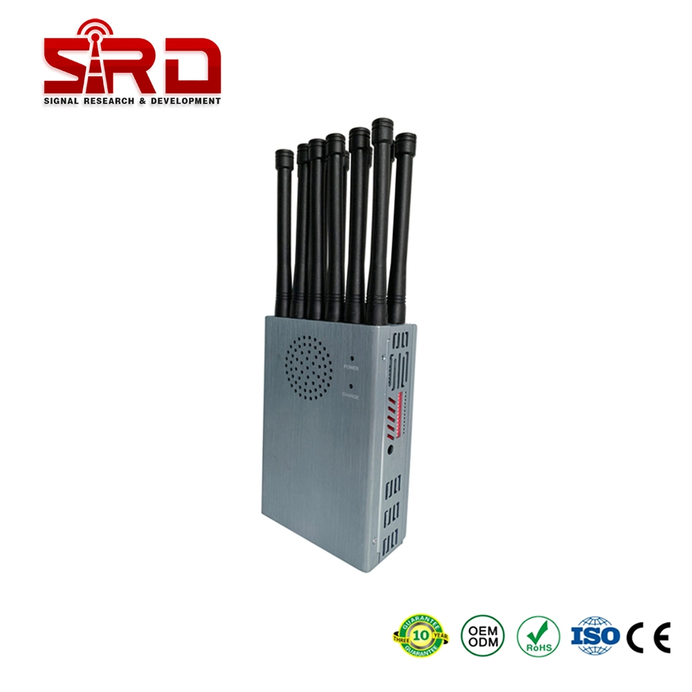 Tragbares tragbares WiFi Bluetooth 3G 4G High Power 12 Antennen Signaljammer mit eingebautem Akku