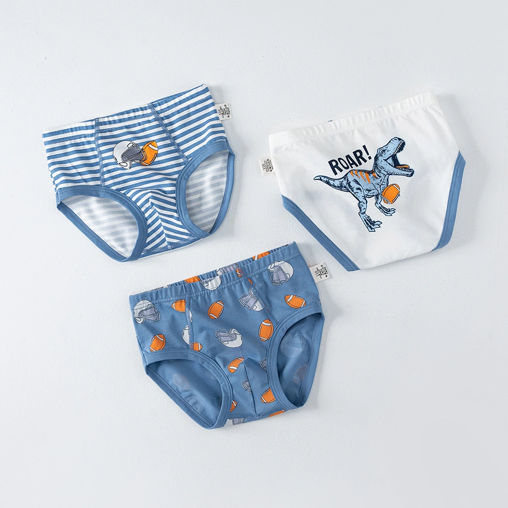 Boys Cotton Briefs Breathable Stretch Baby Cartoon Children's Shorts Three-Piece Underpants