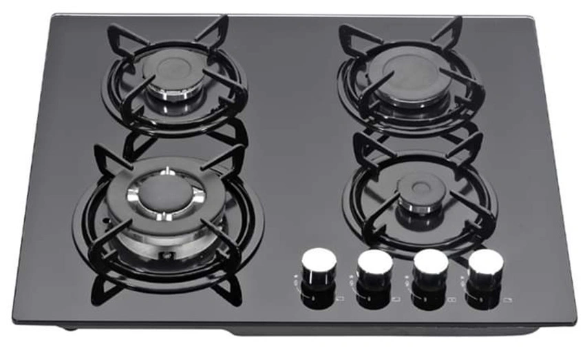 Tempered Glasss Cast Iron Kitchen Appliance 4 Burner Gas Cooker