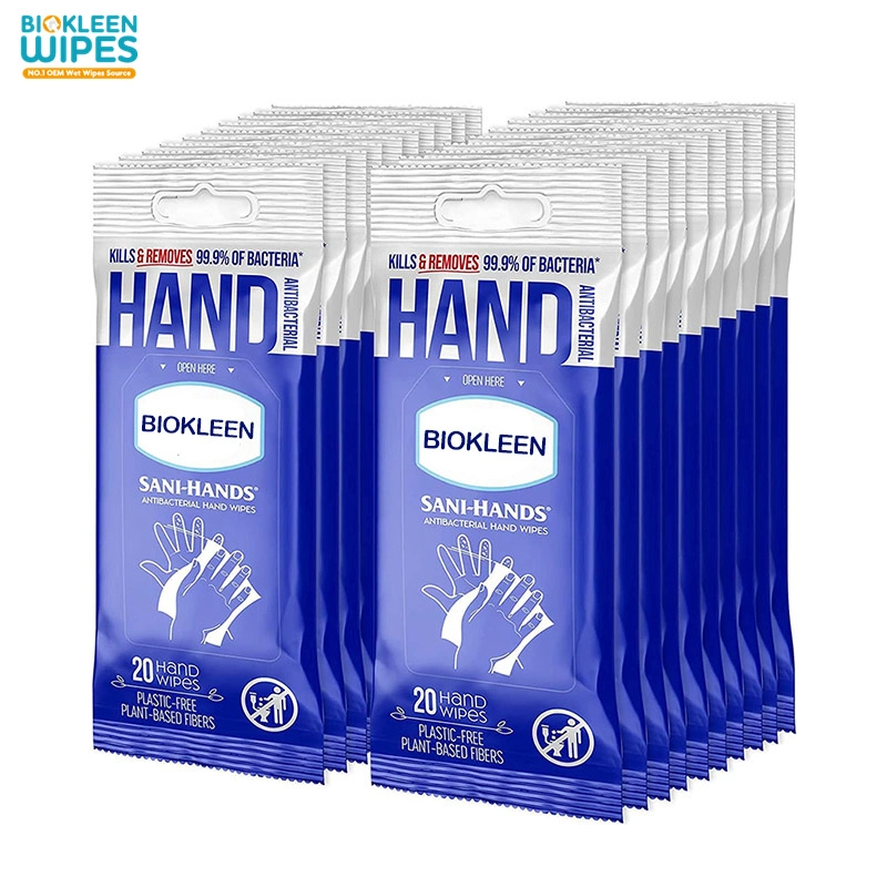 Biokleen Travel Wipes 50CT Moisture Antibacterial Hand Cleaning Wet Wipes for Adults & Kids