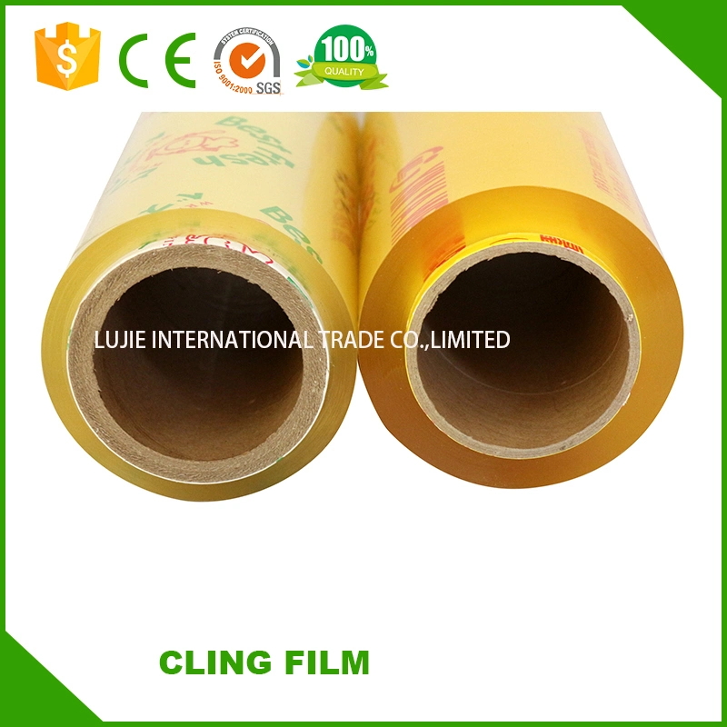 Food Grade PVC Food Cling Wrap Film High Stretch Transparent Clear Waterproof Plastic Packing Material Wrapping Film Stretch Film Jumbo Roll for Food Packaging