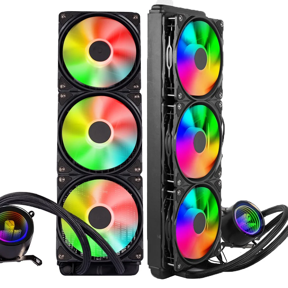Liquid Aio Gaming PC Case CPU Cooler Fan RGB Water Cooling System