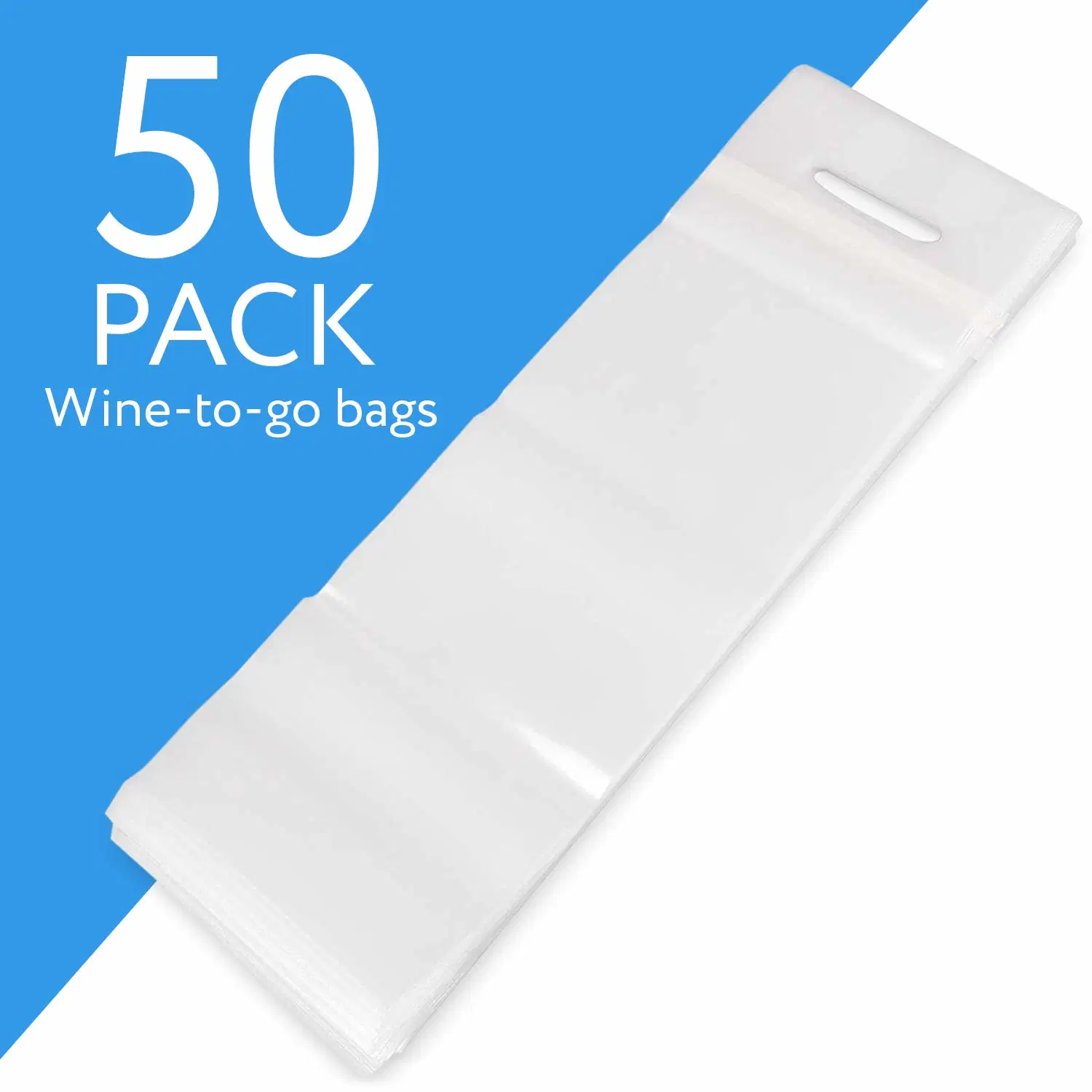 Vino para ir de plástico transparente bolsas con asas ideal para restaurantes, bares, viajes y Regalos - Housewarming encaja 25 Oz botellas - Junta de la prueba de manipulaciones