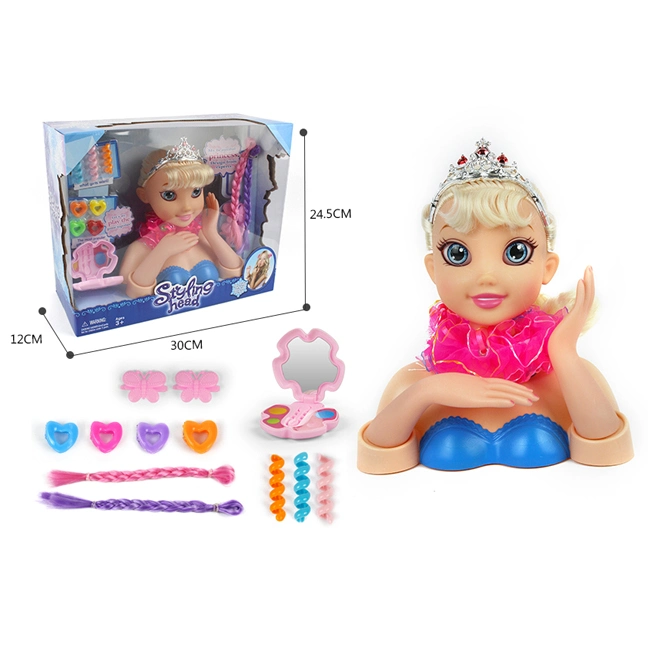 Whoesale Children Pretend Play Make up Toys Half Length Princess Doll Head Set Playing Hairdressing Fashionable Beauty Set Makeup Toy Girls Kids Gift