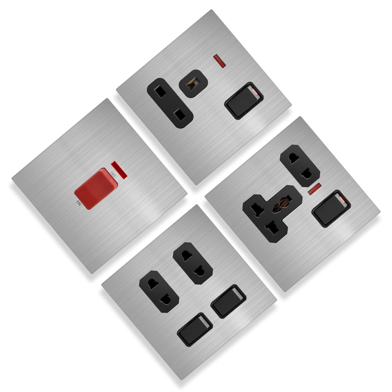 S5.1 CE Gcc UK Big Plate Stainless Steel Electrical Wall Switch Sockets