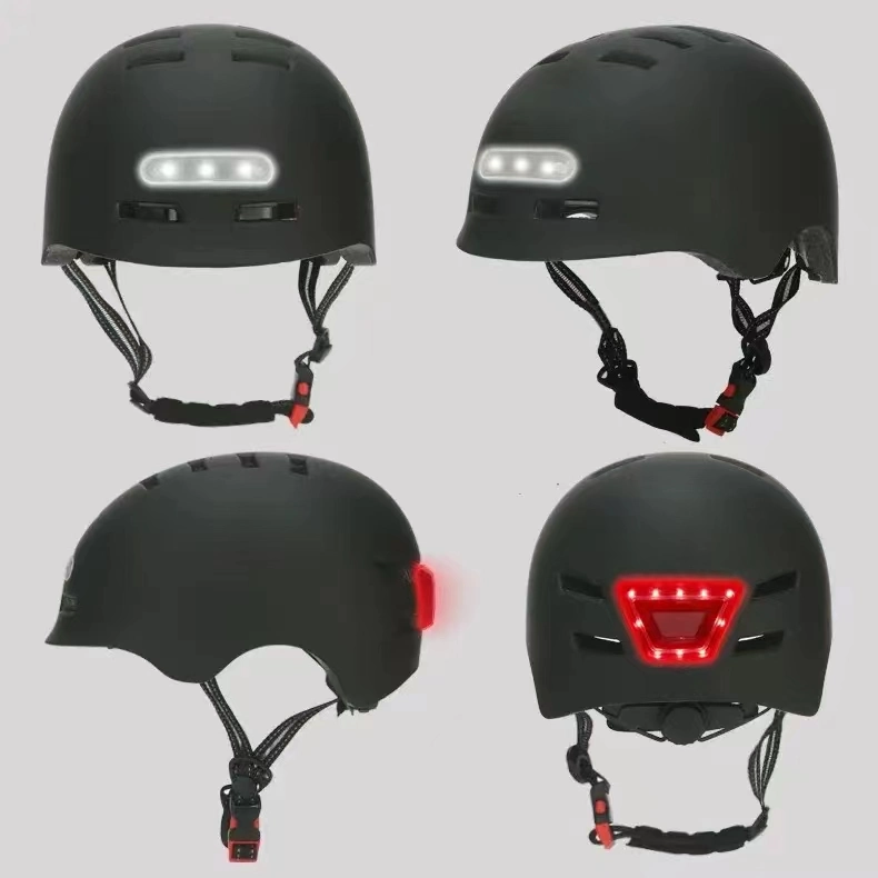 La protección casco de bicicleta moto Scooter E casco con LED de luces de advertencia de delantero y trasero