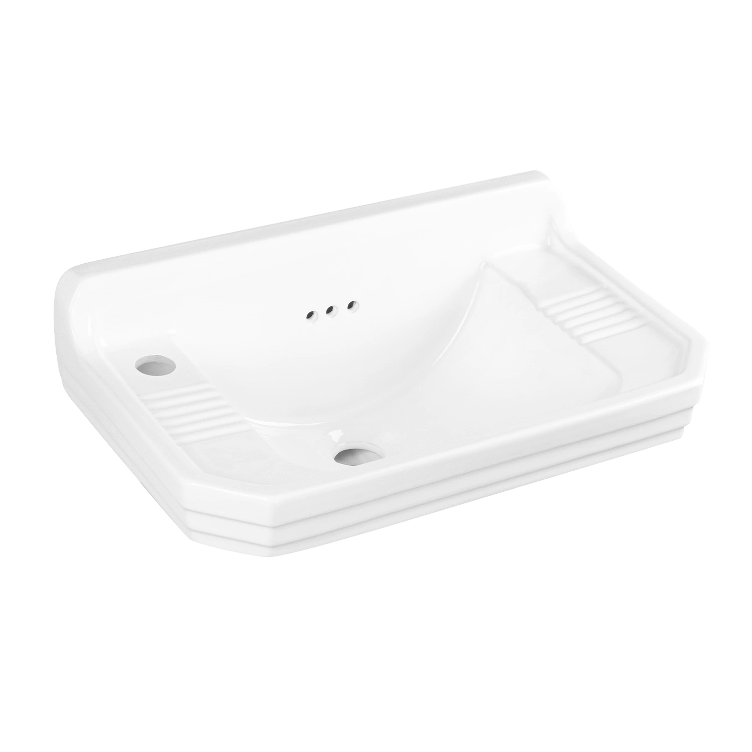 Bathroom Lavatory Sanitary Ware Ceramic Cloakroom Glassy White Rectangle Wall Mount Furniture