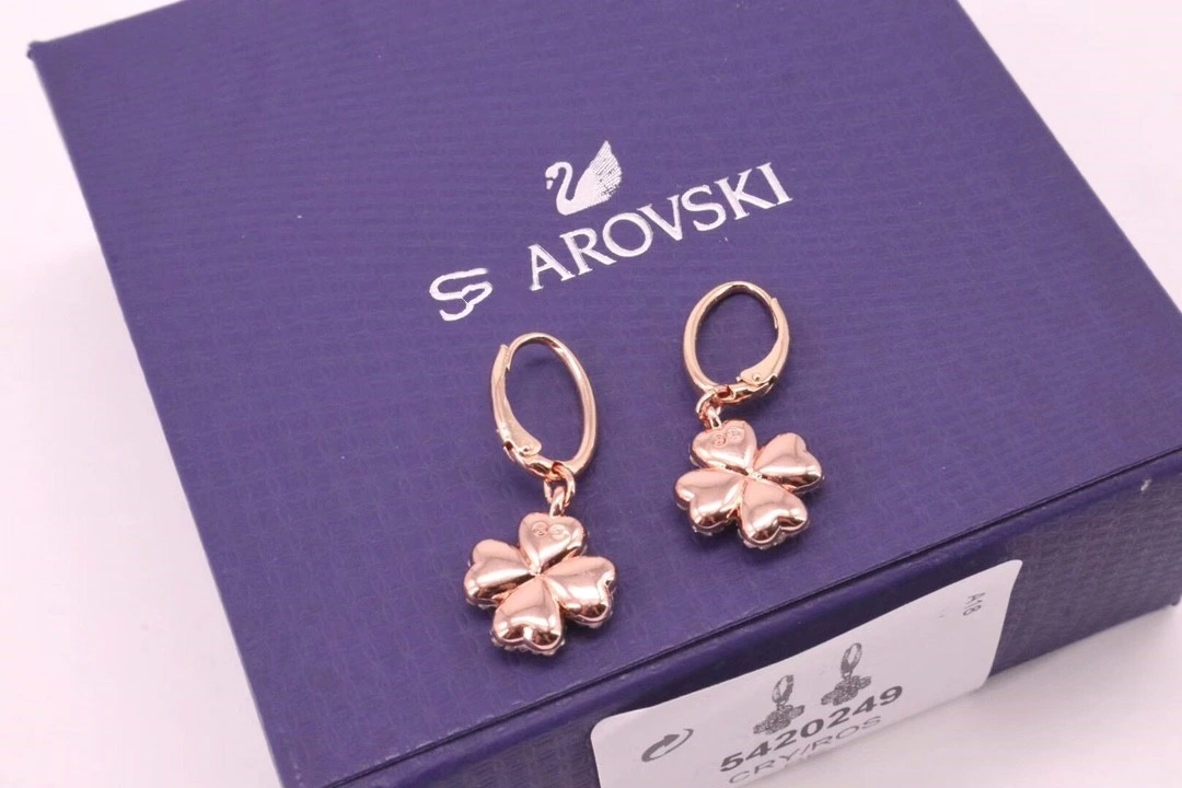 Rose Gold Pating quatre feuilles Clover boucles d'oreilles en losange-embordées marque de luxe haute Bijoux de qualité