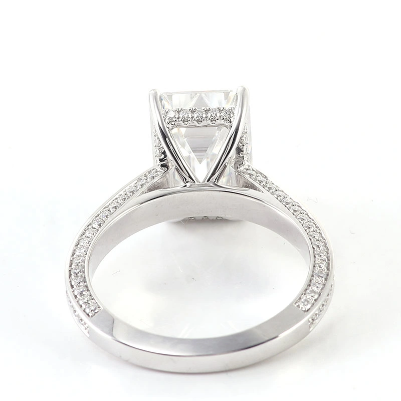 8,5 Carat Emerald Cut Moissanite anillo VVS claridad Gemas sueltas 14K anillo de Oro Blanco para hombres