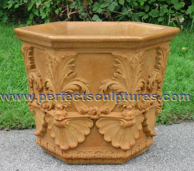 Outdoor Garden Decoration Small Size Marble Stone Flowerpot (QFP093)