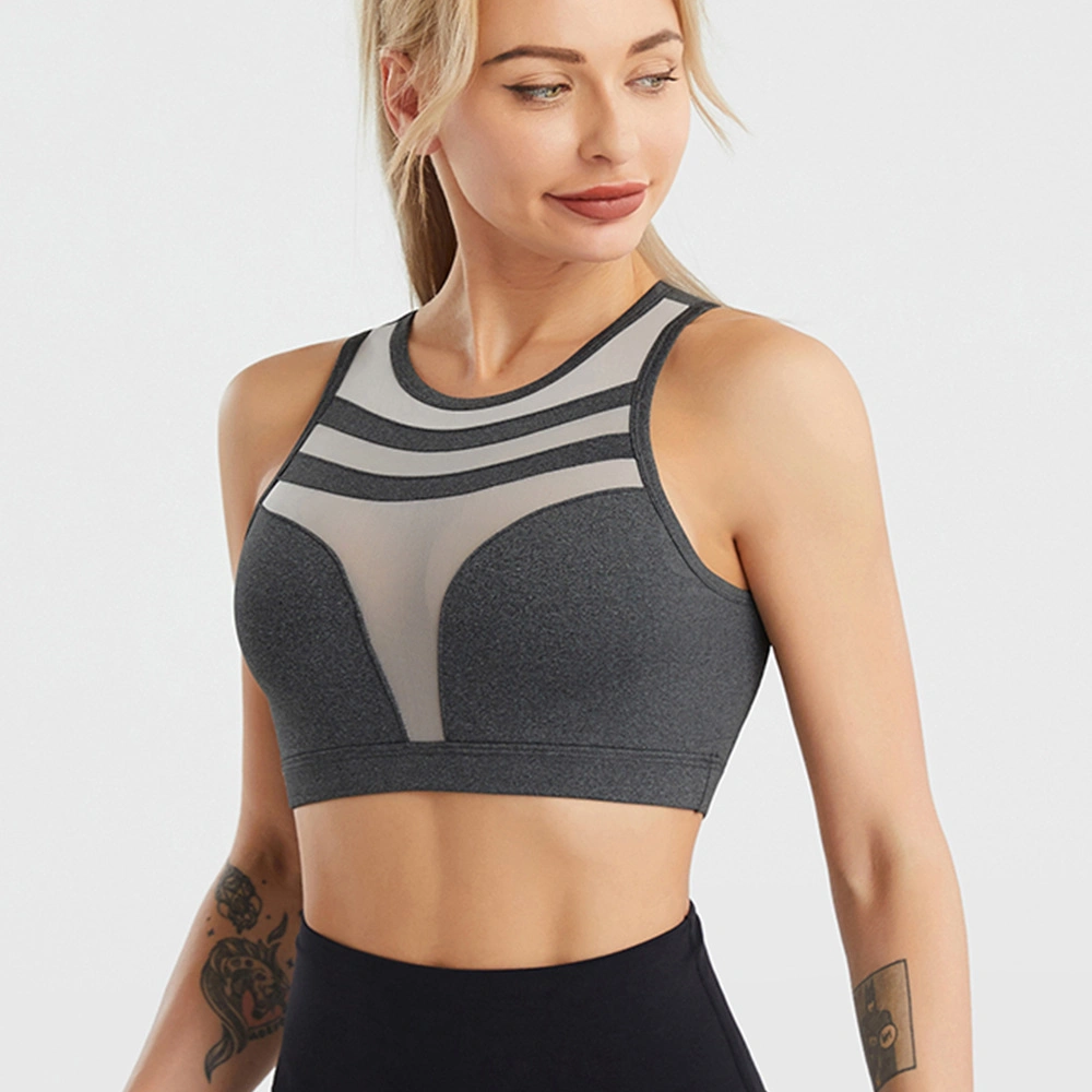 El Yoga se desgastan con el pecho de notas de la mujer Hermoso anillo de acero sin ropa interior deportiva Shock-Proof encuentro con chaleco Fitness verano