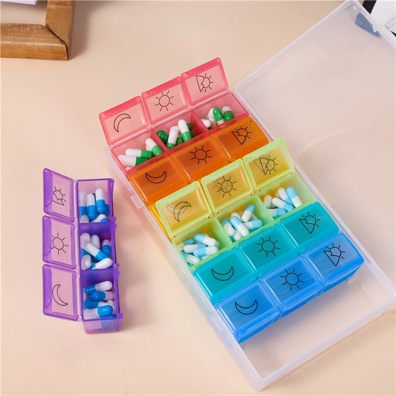 Hot Selling Detachable Large Size Weekly Pill Box Organizer 7 Days 21 Grids Pill Storage Cases