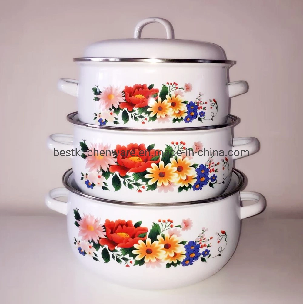 طقم أدوات المطبخ من طبخ Reoona enamel Casserole/3PCS /3PCS